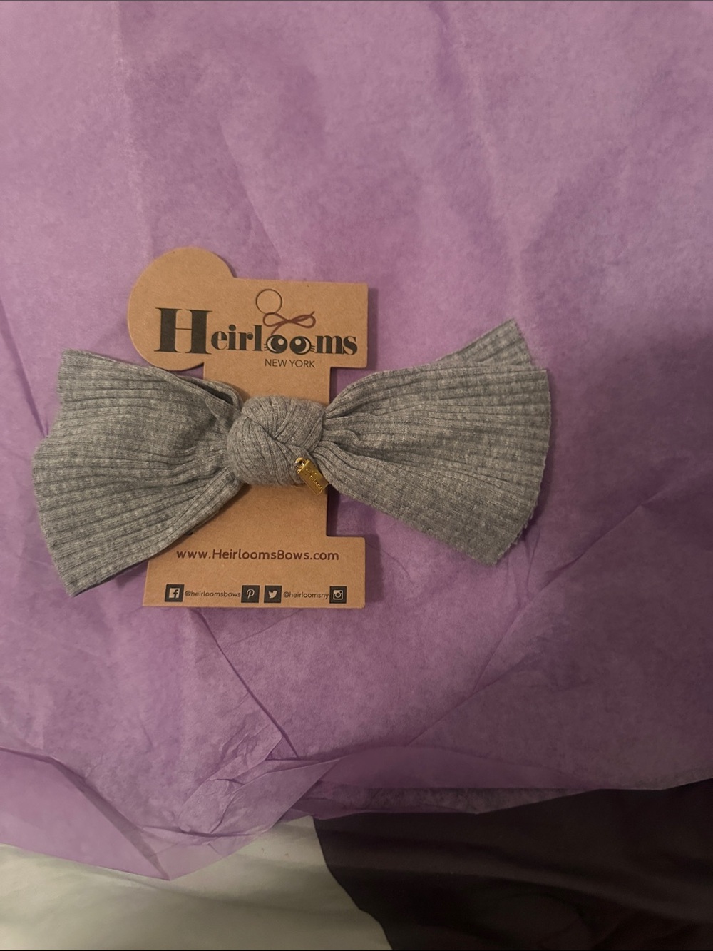 Heirlooms Gray Ribbed Knot Bow Headband for Kids